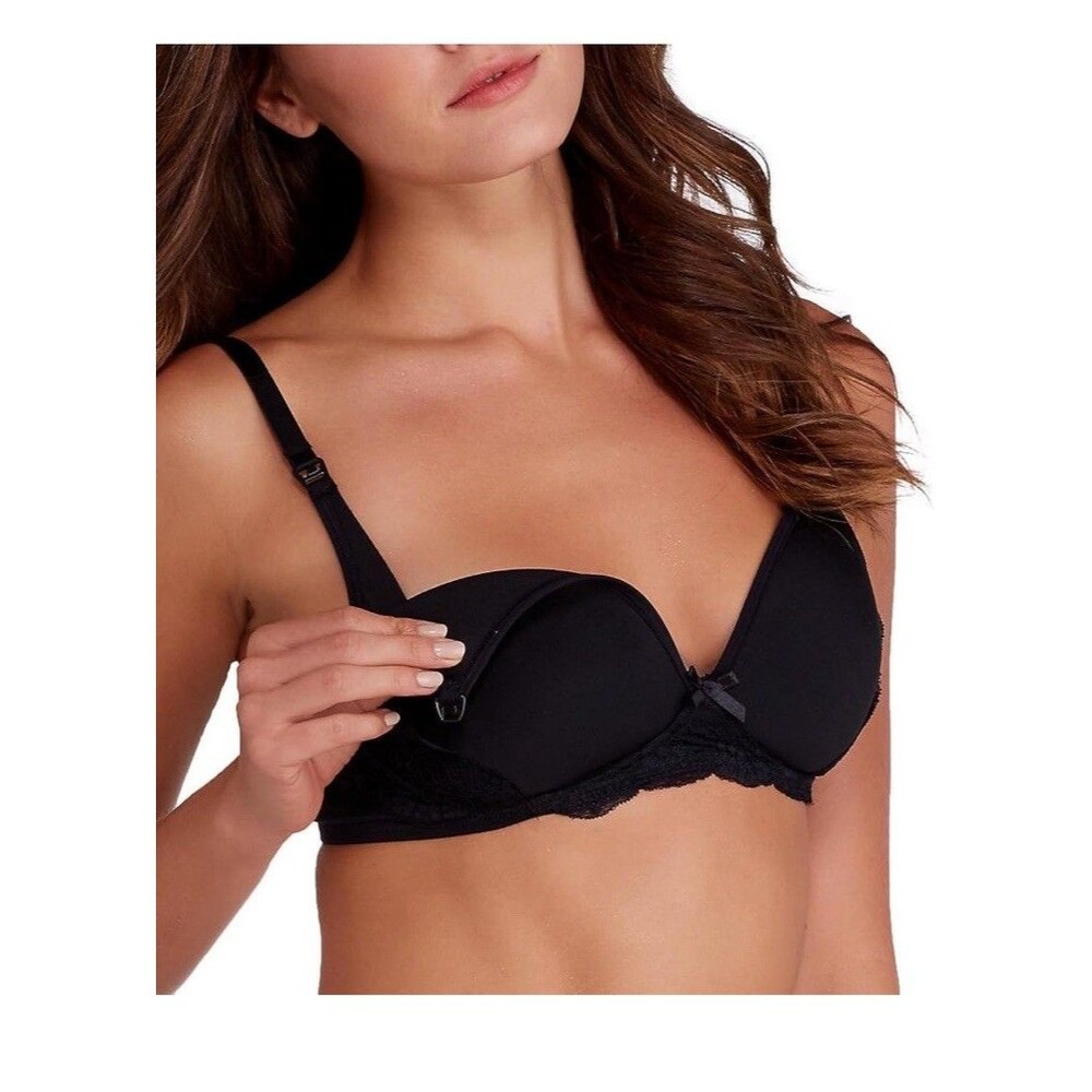 NWT Rosie Pope Maternity Nursing Bra 40D Wireless Lightly Lined Black